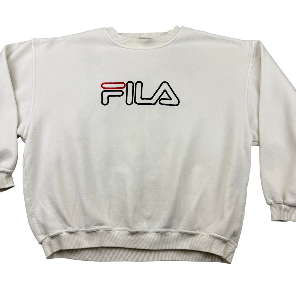 VTG 90's Fila Sweatshirt‎ Embroidered Logo Crew Neck Casual 2XL Made in Canada